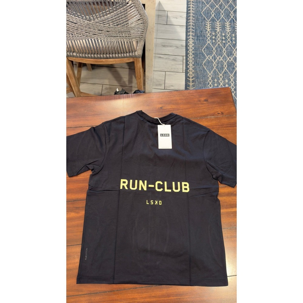 LSKD Run Club FLXCotton Oversized Tee Black Yellow Fizz USST00455 Mens Large NWT